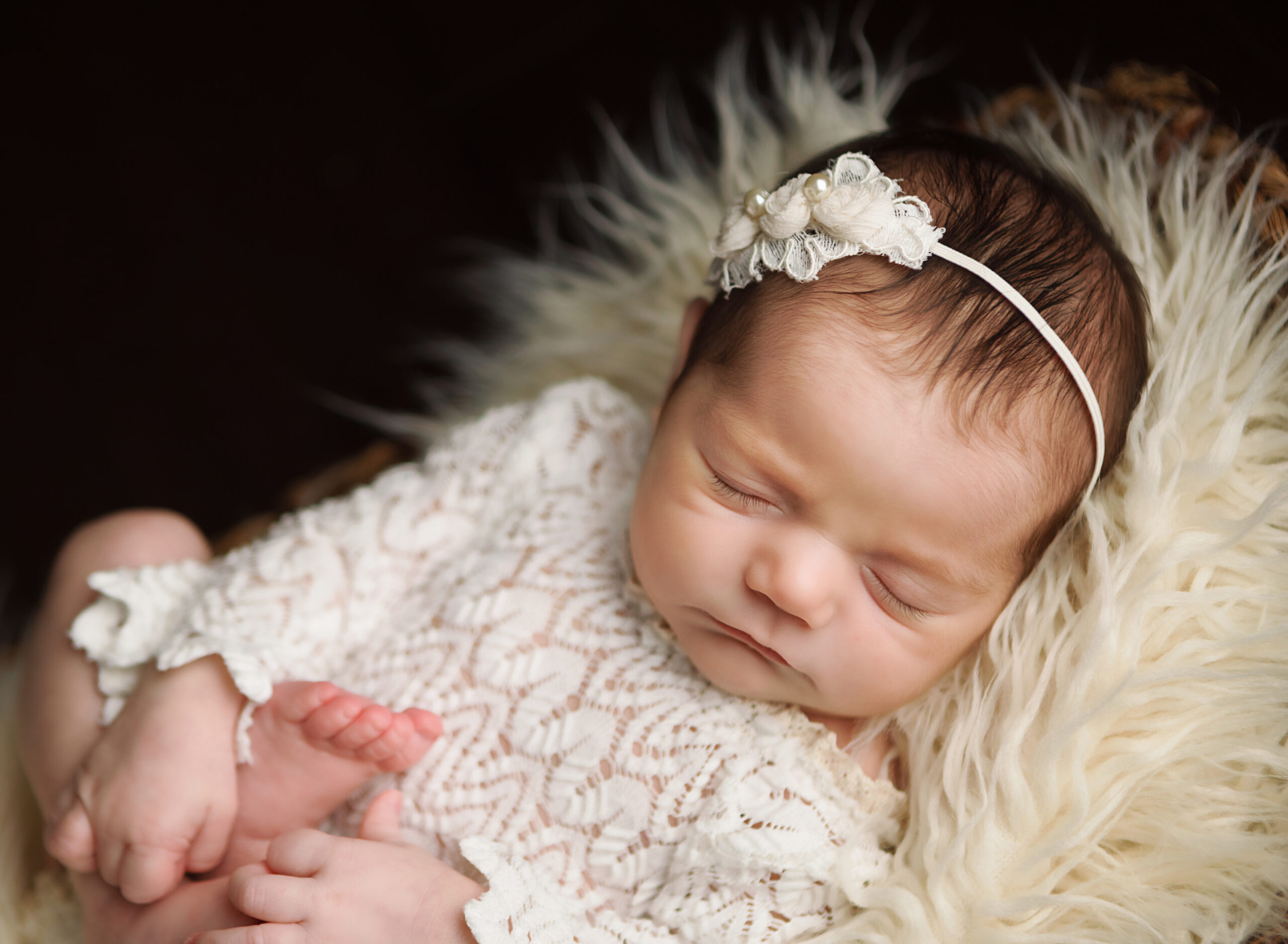 Newborn Portrait - Baby girl in basket