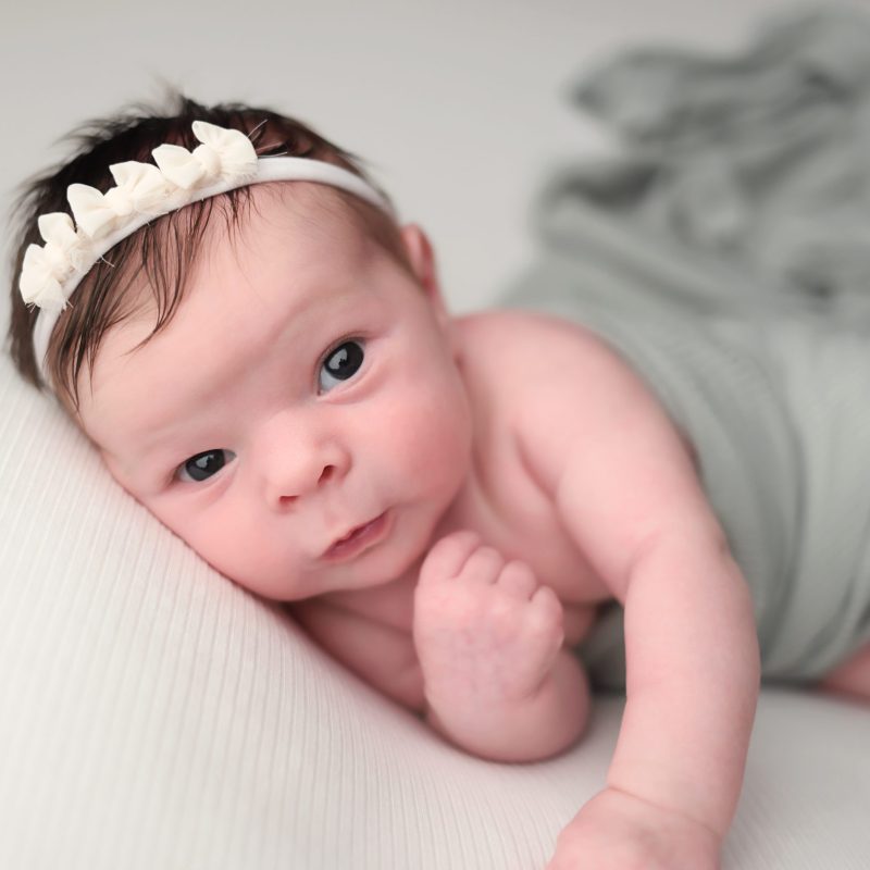 Boston Newborn Photographer - Baby Staring at camera